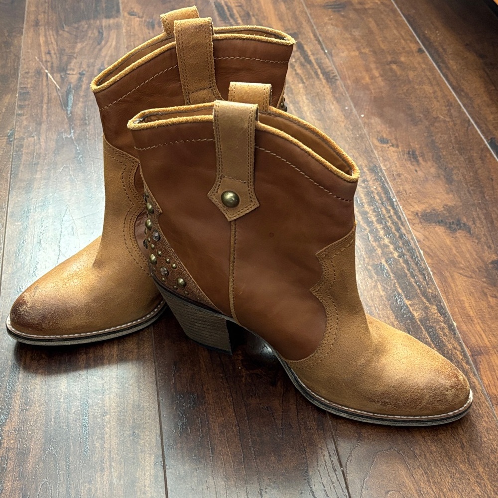 Aldo Brown Studded Ankle Boots